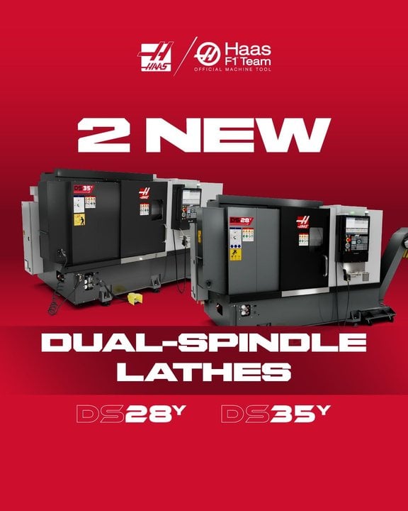 Haas apresenta tornos DS-28Y e DS-35Y de dois fusos em formato compacto